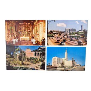 Vintage Los Angeles Postcards Lot Of 4 Civic Center San Juan Capistrano Church